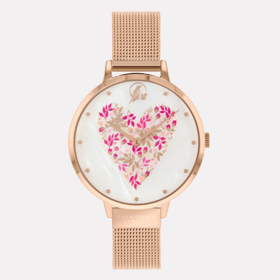 Blossom Heart Rose Gold Mesh Watch