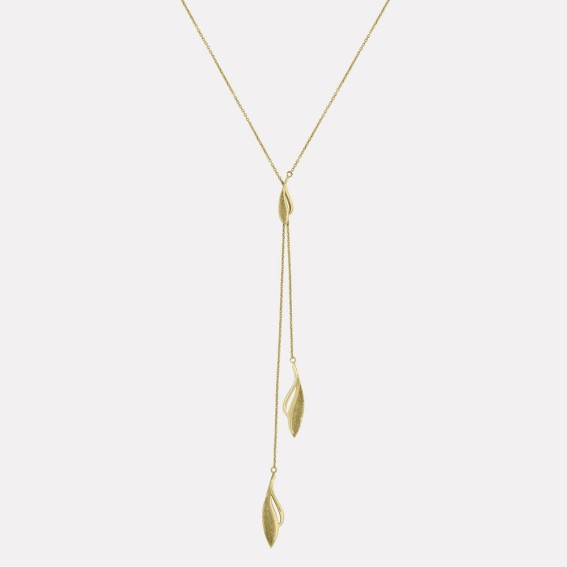 Etched Leaf Long Necklace