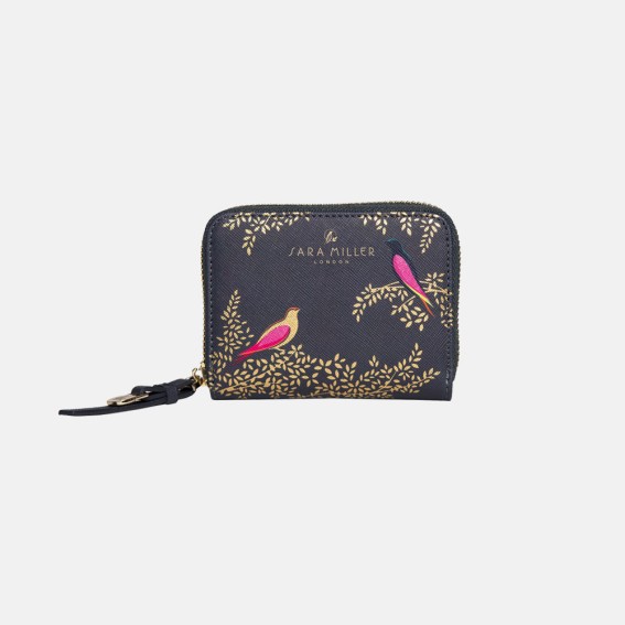 Smokey Blue Birds Small Zip Purse