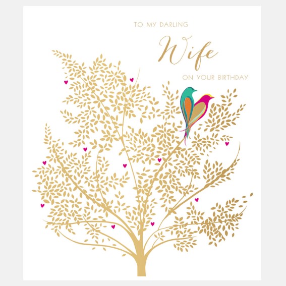 Lovebirds Wife Birthday Card