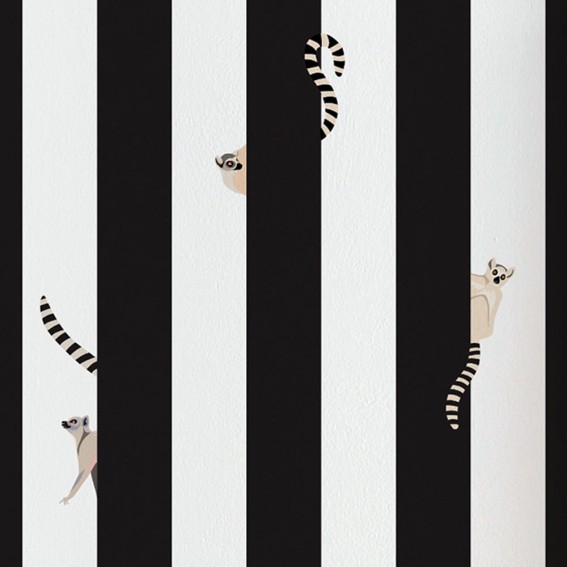 Lemur Striped Wallpaper SAMPLE