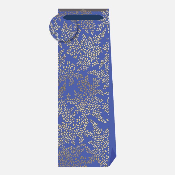 Gold Leaves Indigo Bottle Bag