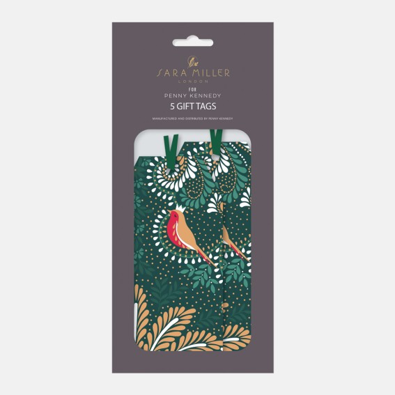 Robin Filigree Deep Emerald Christmas Gift Tags - Set of 5