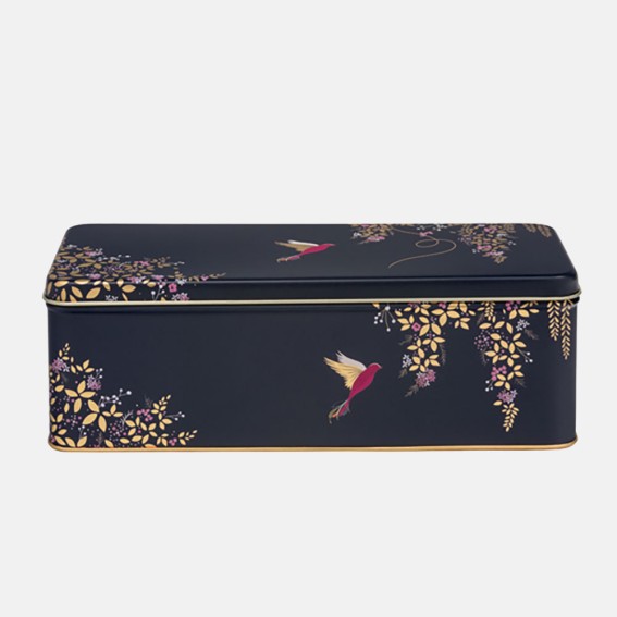 Navy Hummingbird Long Deep Rectangle Tin