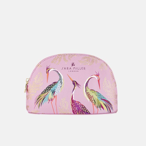 Blossom Pink Dancing Cranes Small Cosmetic Bag