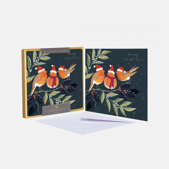 Luxury Robin Chorus Christmas Cards - Box of 8