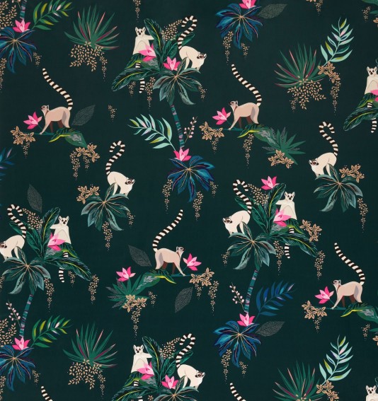 Lemur Forest Green Velvet Fabric