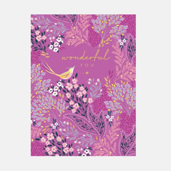 Little Gestures Mauve Songbird Wonderful You Card