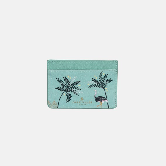 Mint Ostrich & Palms Card Holder