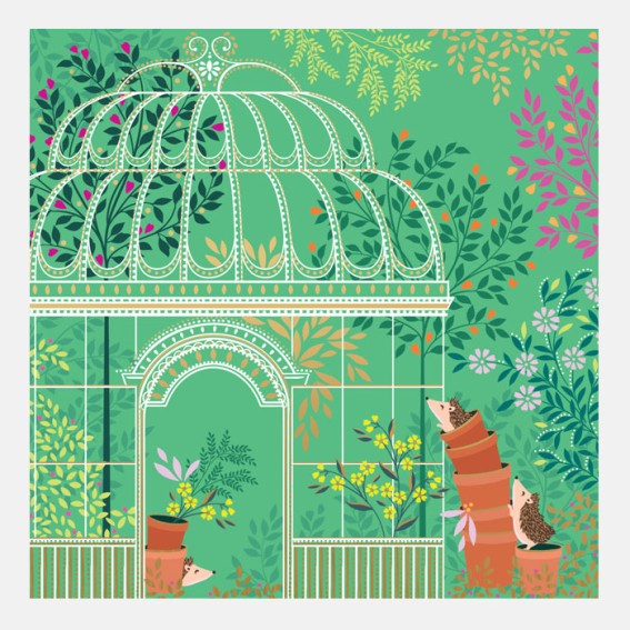 Hedgehogs in Garden Card