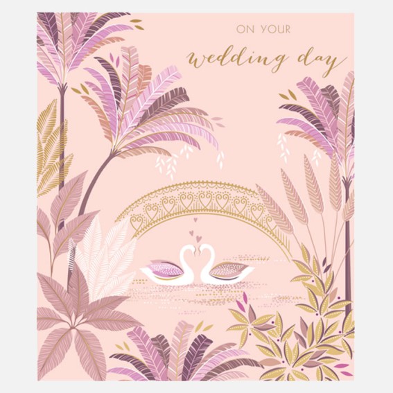 Swans Under Bridge Wedding Card