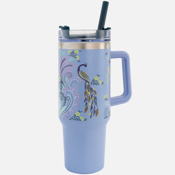 Peacock Filigree Large Travel Tumbler