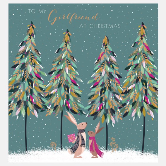 Rabbit Gifts Girlfriend Christmas Card