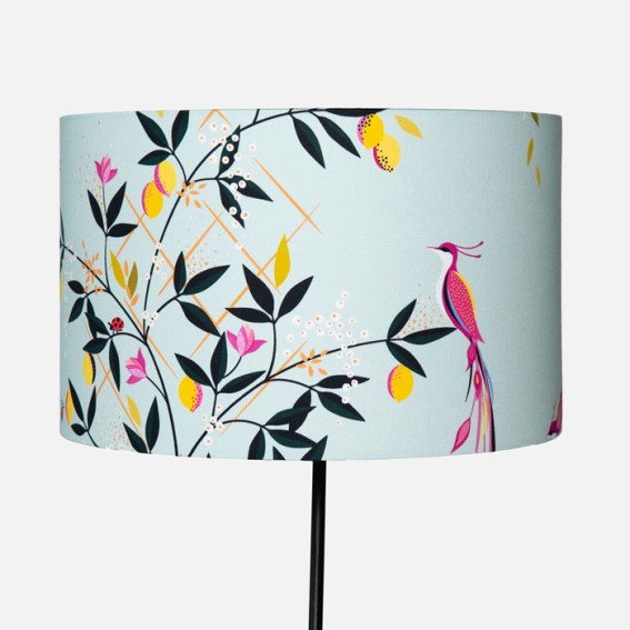 Bird & Trellis Duck Egg Sateen Lampshade - Large