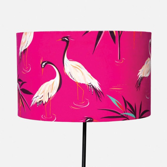 Fuchsia Heron Velvet Lampshade - Large