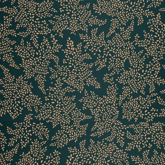 Forest Green Metallic Leaves Wallpaper SAMPLE