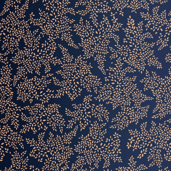 Navy Metallic Leaves Wallpaper SAMPLE