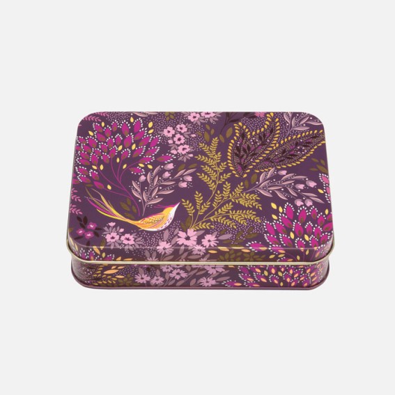 Plum Songbird Small Rectangular Tin