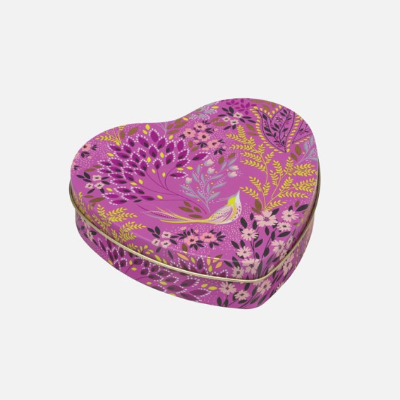 Mauve Songbird Small Heart Tin