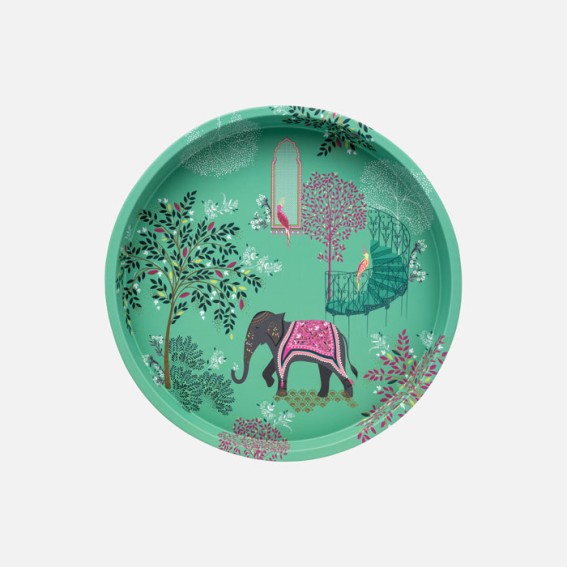 Elephant's Oasis Round Tin Tray