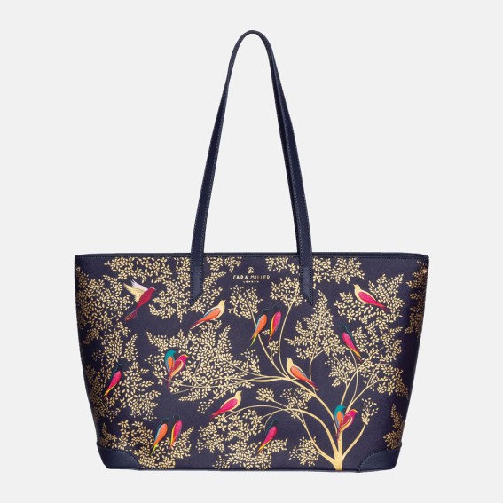 Smokey Blue Birds Large Tote