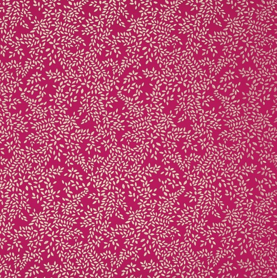 Metallic Leaves Fuchsia Fabric