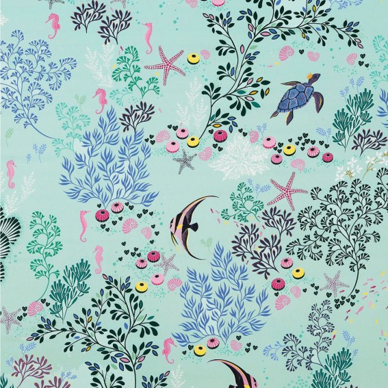 Underwater Aqua Sateen Fabric