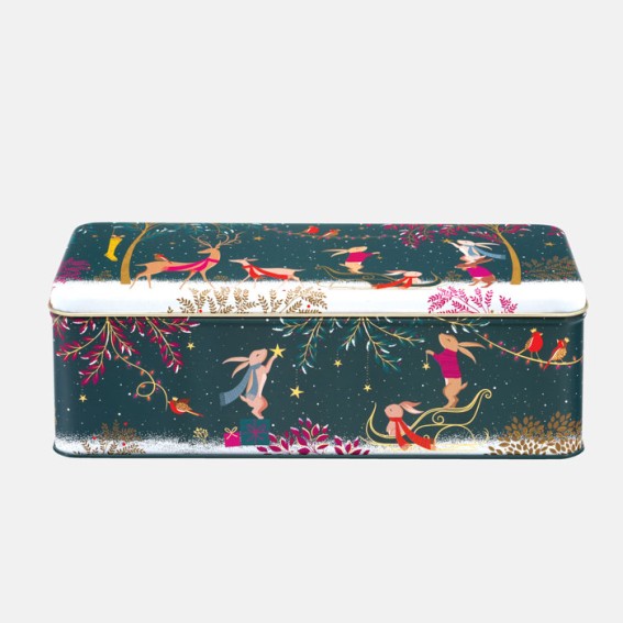 Woodland Tales Scene Long Deep Rectangular Christmas Tin