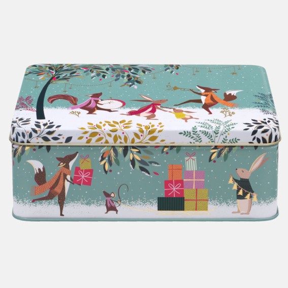 Woodland Tales Merry Band Deep Rectangular Christmas Tin