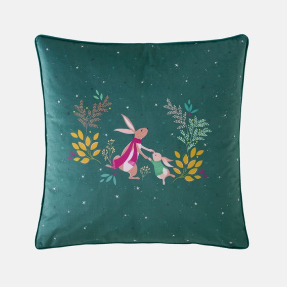 Woodland Tales Dancing Rabbits Velvet Cushion