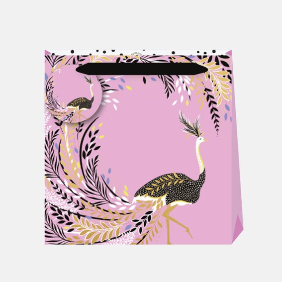 Iced Pink Ostrich Tail Feathers Medium Gift Bag