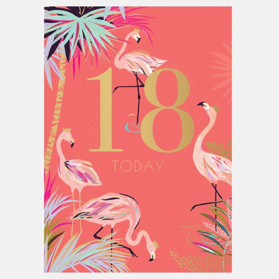 Fabulous Flamingo 18th Birthday Card