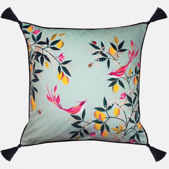 Duck Egg Orchard Birds Feather Filled Cushion
