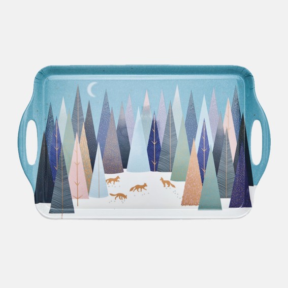 Frosted Pines Large Handled Melamine Tray