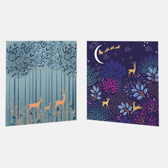 Magical Deer Christmas Cards - Assorted Set of 10