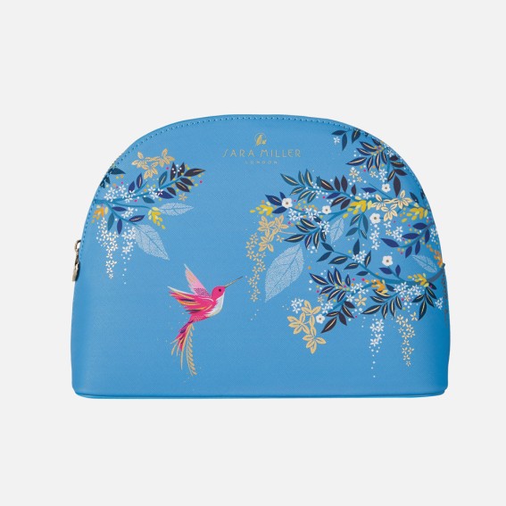 Large Light Blue Hummingbird Cosmetic Bag