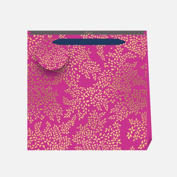 Gold Leaves Pink Medium Gift Bag