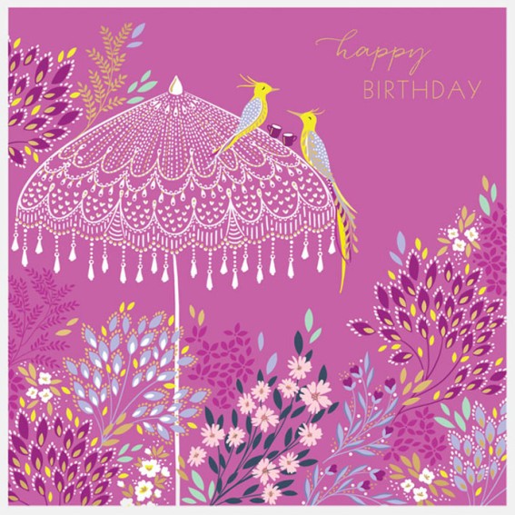 Parasol Birds Happy Birthday Large Card