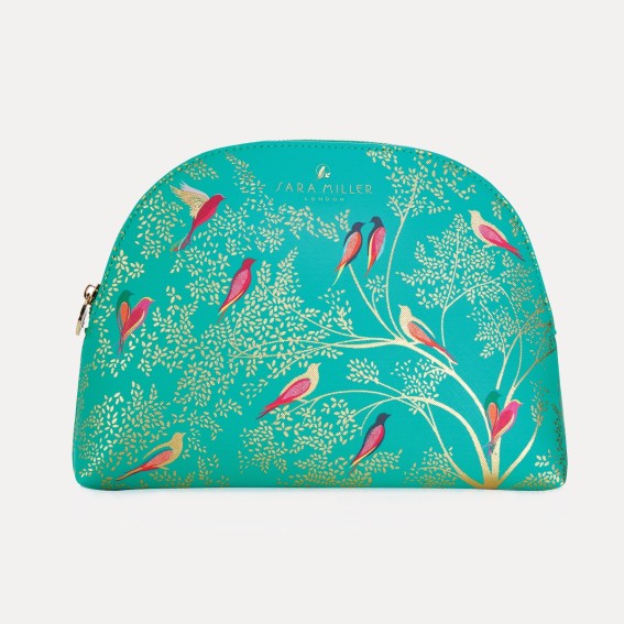 Green Birds Large Cosmetic Bag