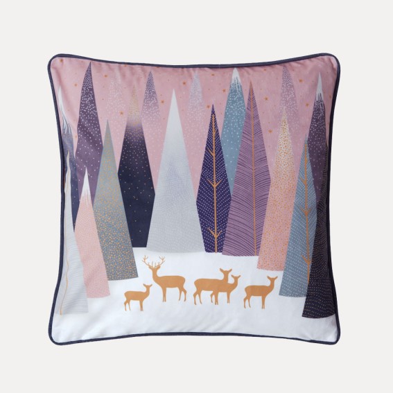 Frosted Pines Deer Feather Filled Cushion
