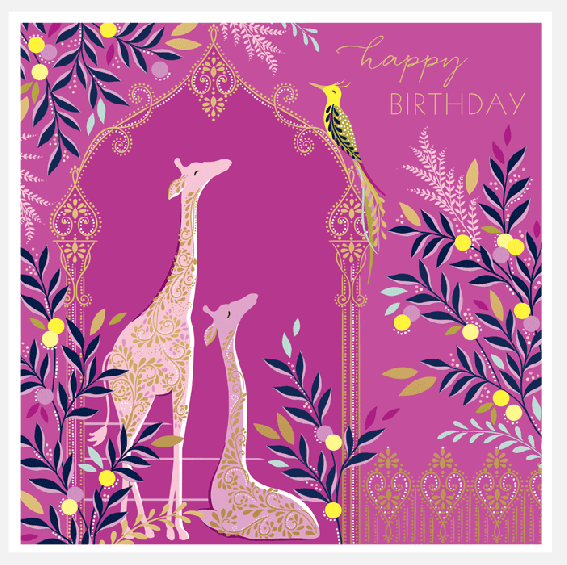 Basking Giraffes Birthday Card