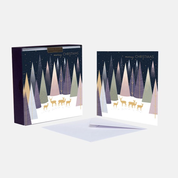 Luxury Deer in Woods Christmas Cards - Box of 8