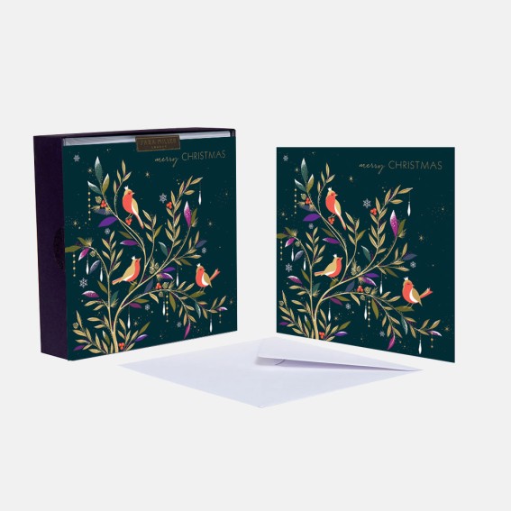Luxury Three Robins Christmas Cards - Box of 8