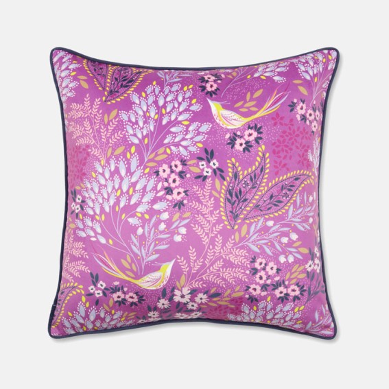 Mauve Songbird Velvet Cushion