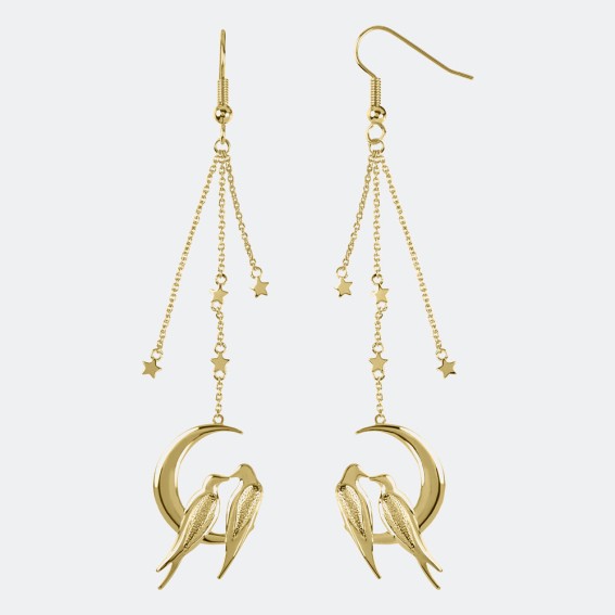 Lovebird Gold Drop Earrings