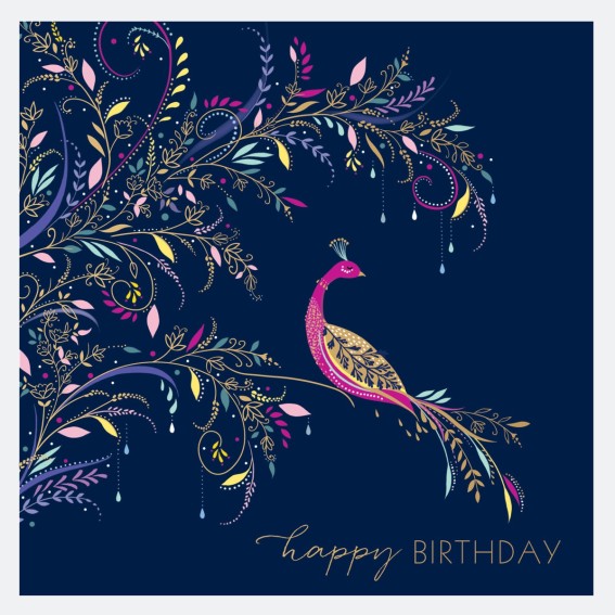 Ornamental Peacock Birthday Card