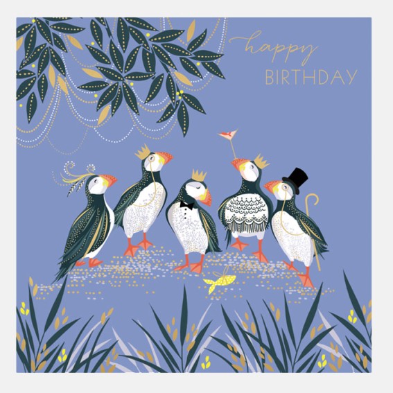 Puffins Happy Birthday Card
