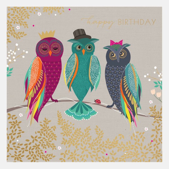 Happy Birthday Owls Card
