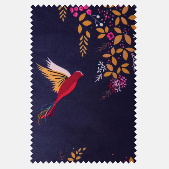 Hummingbird Deep Navy Velvet Fabric SAMPLE
