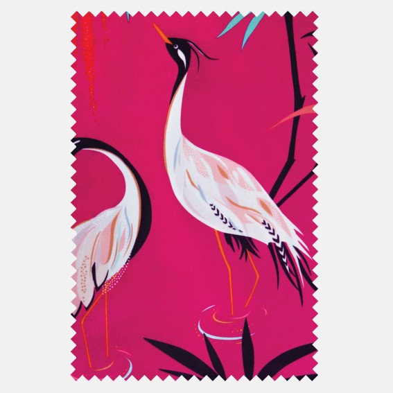 Heron Fuchsia Velvet Fabric SAMPLE